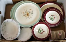 Wedgwood Mayfield and Tiger Lily Plates, Doulton Strawberry Fayre Dishes, Woods Toast Rack etc