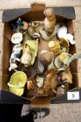 Tray to include Various Giftware items Wedgwood Figure, Carltonware Handled Basket, Nao Bird Figure,