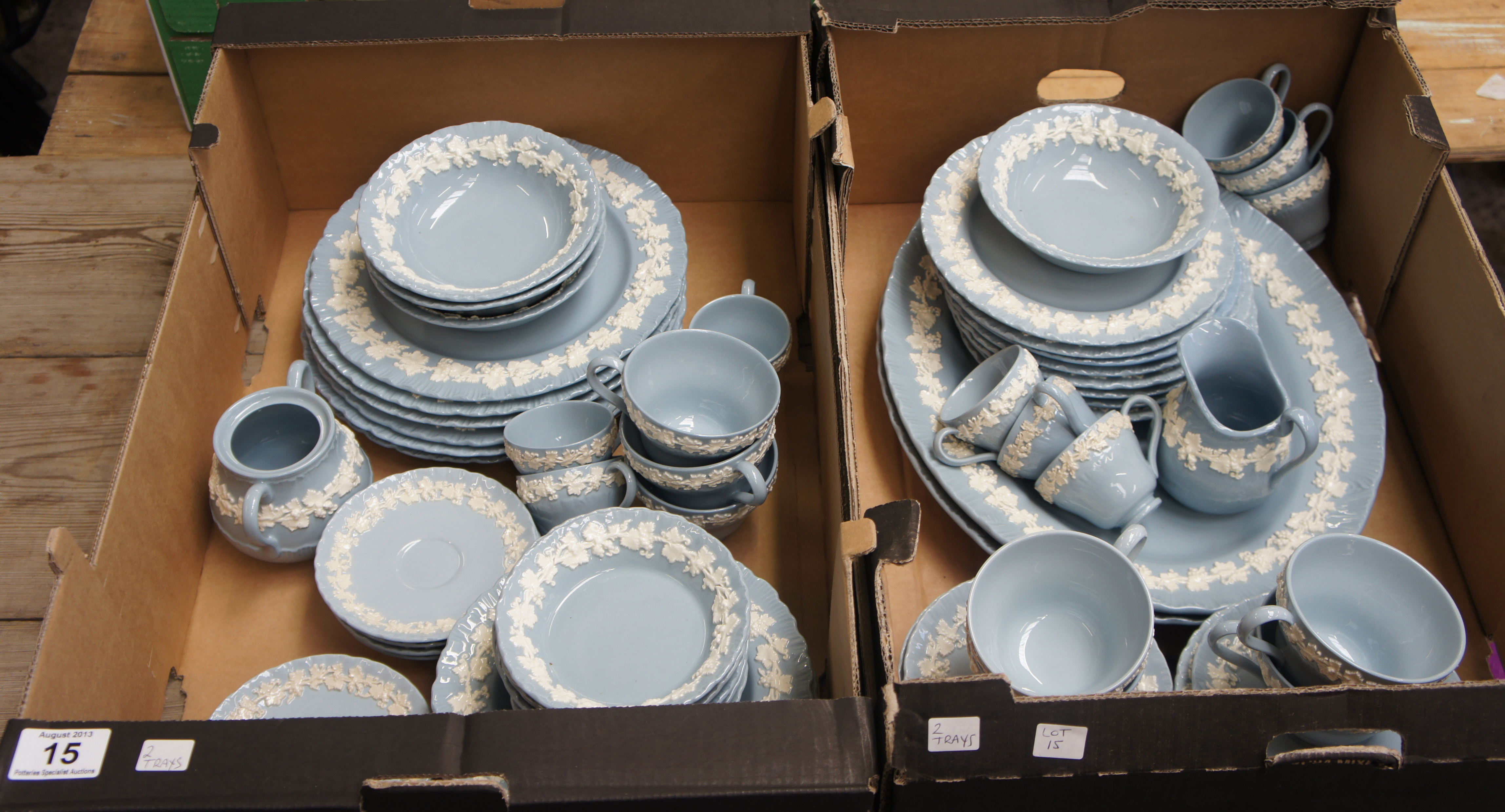 A large Collection of Wedgwood Embossed Queensware to include Large Oval Platters, Dining Plates,