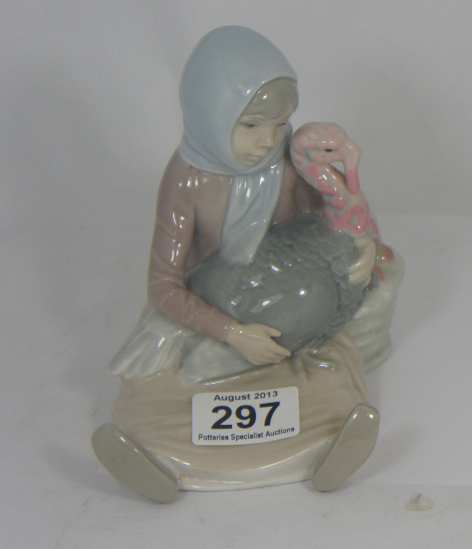 Lladro Figure of a Girl with a Turkey and a Basket of Fruit, height 15cm
