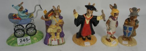 Royal Doulton Bunnykins Figures Gladiator DB326, Emporer DB312 and Centurion DB294 from the Roman