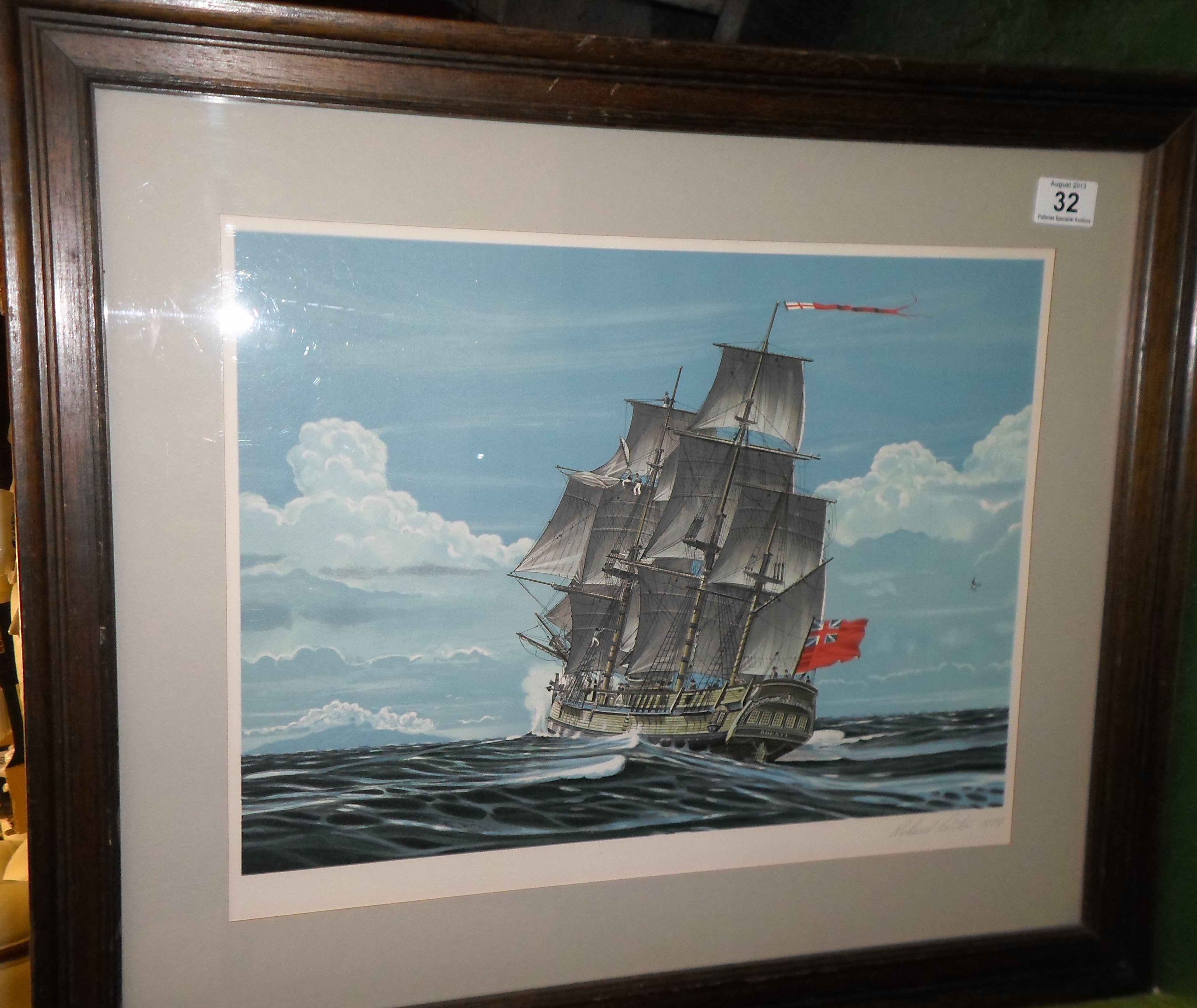 Large Framed and Mounted Print Landfall Tahiti by the Franklin Gallery with Limited Edition