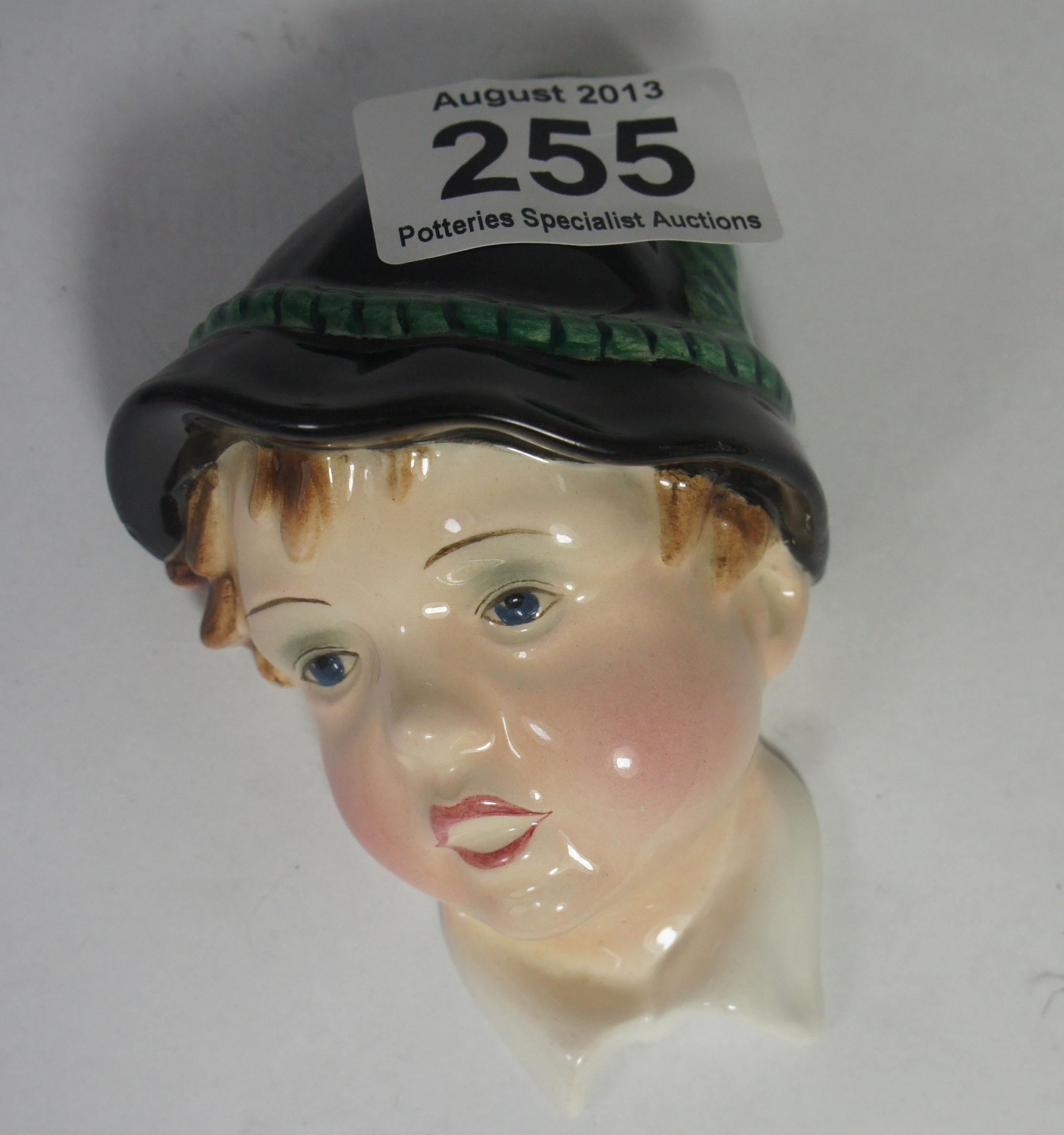 Goldsheider Austrian Face Plaque of A boy wearing a hat 8815 6 69, Approx 4"