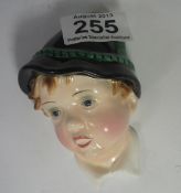 Goldsheider Austrian Face Plaque of A boy wearing a hat 8815 6 69, Approx 4"