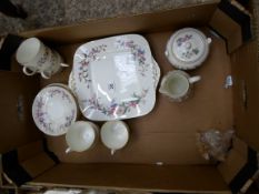 Tray of Wedgwood Devon Sprays Tea Set comprising Plates, Cups, Saucers, Serving Plate, Cream and