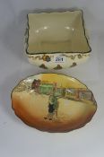 Royal Doulton unusual salad bowl decorated with Minstrels (1923-1940) D4243, Dickens oval dish