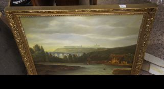 Oil Painting on Canvas, Landscape Scene by Potteries Artist, signed JSH 1988