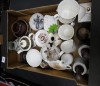 Tray consisting of Royal Doulton Town Crier Bells, Minton Tea Pot, Wedgwood Green Jasper Jug and