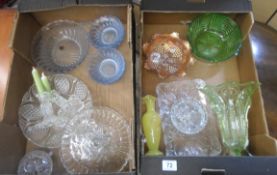 Two Trays of quality Glass Ware  to include Candlesticks, Coloured Fruit Bowls, Centre Pieces,