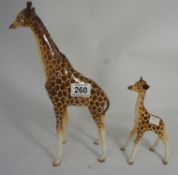 Beswick Giraffe 1631 (Four legs broken restuck) and Small Giraffe 853 (2)