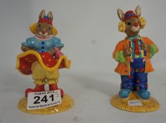 Royal Doulton Bunnykins Figures Clarissa the Clown DB331 and Clarence the Clown DB332 celebrating 25