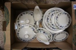 A collection of Burgundy Royal Doulton Dinner Wares to include Plates, Side Plates, Tureens, Sauce