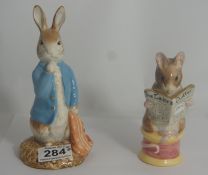 Beswick Large Size Beatrix Potter Figures Tailor of Gloucester and Peter with Red Pocket