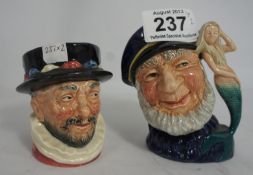 Royal Doulton Small Character Jugs Old Salt D6554 and Beefeaters D6233 (2)