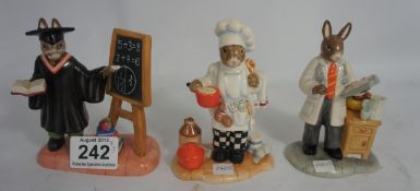 Royal Doulton Bunnykins Figures from the Professions Collection Teacher DB380, Doctor DB381 and Chef
