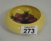 Moorcroft Anemonie Pin Dish on Yellow, Diameter 12cm