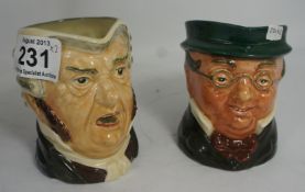 Royal Doulton Mid Sized Character Jugs Buzfuz D5838 and Mr Pickwick D5839 (2)