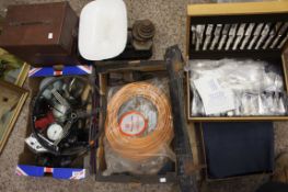 Six Trays to include various Vintage Car Parts, Bell and Howell Cine Projector, Vintage Set of