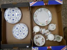 Two Trays comprising Masons Denmark Plates, Adams China, Floral Tea Set etc (approx 35)