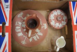 Tray to include Wedgwood Pink to include Plates, Trinkets and Jugs (4)