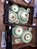 Minton C6011 Green Floral Dinner Set comprising Dinner Plates, Fish Plates, Side Plates, Covered