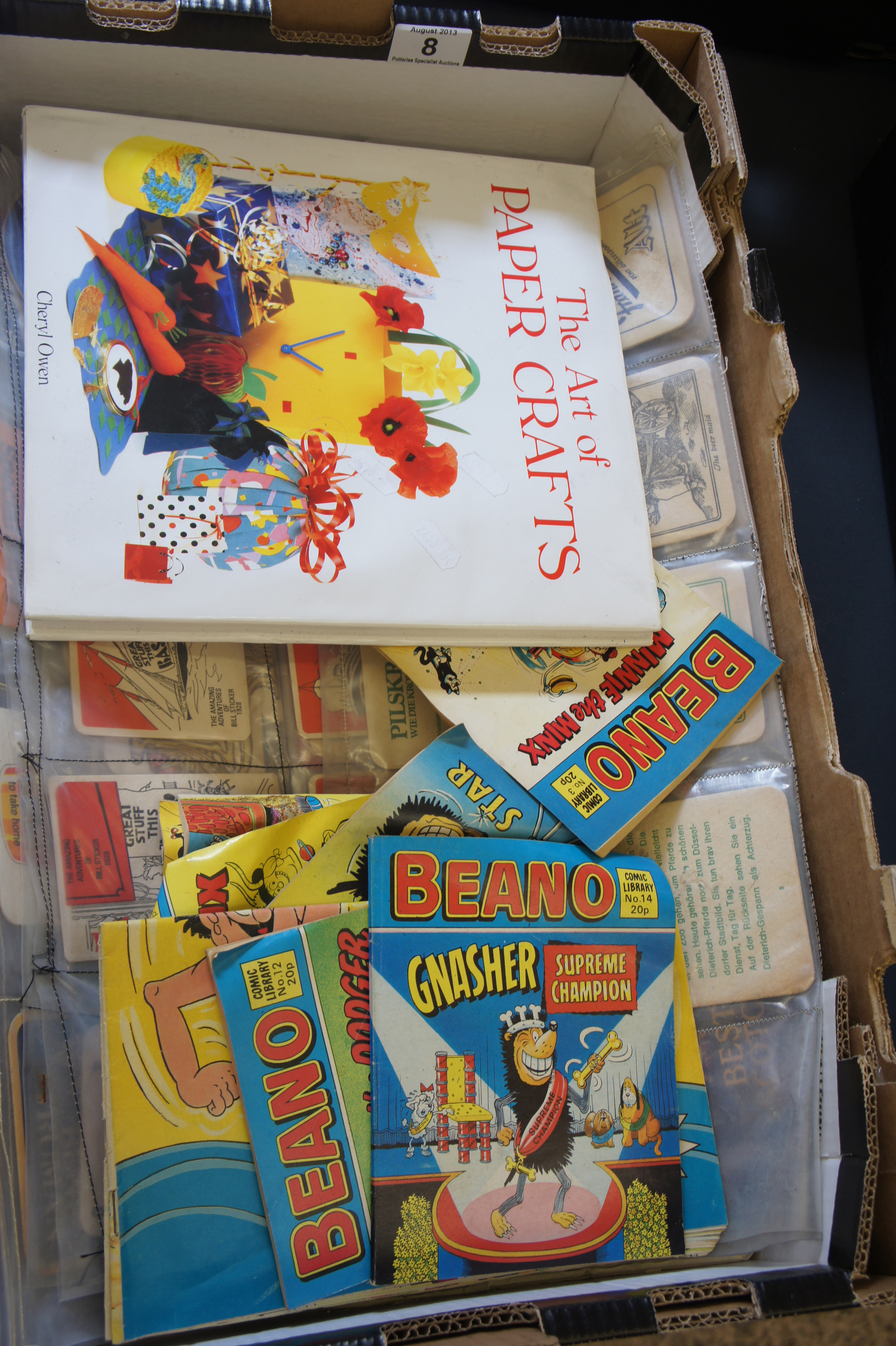 Collection of Old Beano Comics and Beer Mats