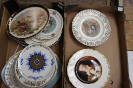 A collection of Two Trays featuring various plates from Aynsley, Oval Plates Hunting Scenes, Royal