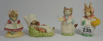 Royal Albert Beatrix Potter Figures Mrs Rabbit, Benjamin Wakes Up, The Old Woman Who Lived in A Shoe