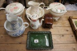 A collection of Pottery to include Royal Winton Jug and Bowl Set, Royal Albert Coffee Pot, Floral