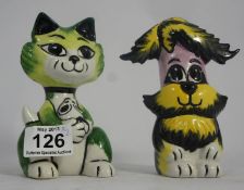 Lorna Bailey Prototype Cats Green Cat and Mouse and a Purple and Yellow Similar (2)