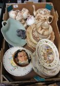 A collection of Pottery to include a Set of Aynsley Christmas Plates, Crown Staffordshire Plates,