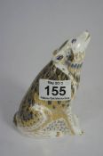 Royal Crown Derby Paperweight Wolf, Boxed