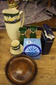 A collection of Pottery to include Royal Doulton Seriesware Jug and Vase and Soapdish, Pair of