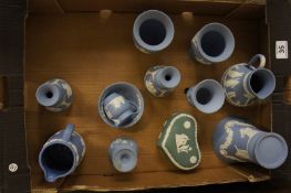 A collection of Wedgwood Jasperware to include Vases, Trinket Boxes etc