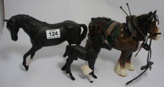 Beswick 818 Shire Horse, Black Beauty and Foal (3)