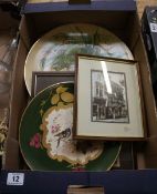 A collection of items to include Victorian Orchid Hand Plated Plate, signed. Further Plates,