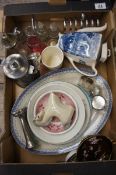 A collection of various Pottery and Glassware to include Blue and White Plates, Carltonware Dish,