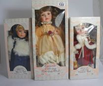 A collection of Porcelain Leonardo Collection Dolls to include Chloe, Holly and Paula all Boxed in