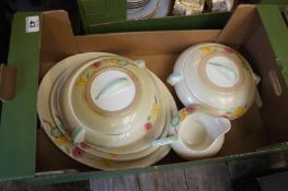 A Tams Ware Hand Painted Art Deco Style Part Dinner Set
