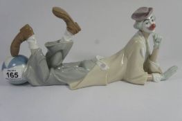 Lladro Large Clown Lying Down with a Ball, model 4618