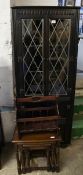 Priory Oak glazed Corner Cupboard, Magazine Rack , Stool and oak Nest of Tables  (4)