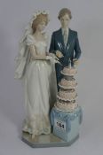 Lladro Large Figure of a Couple Cutting a Wedding Cake