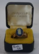 A Wedgwood Miniature Oval Jasperware Cameo Ring mounted on 18ct Gold Band