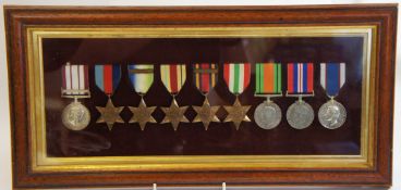 Naval Group of Nine Medals Framed, Presented to J Watkin KX90661ST01RM to consist of 1936-39 Naval