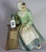 Rare Wade Underglaze Figure Of Hille Bobbe, An Old Woman Seated Drinking and laughing, signed