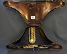 Bicorn Naval Hat complete with Tin Carry Case Made by Larson and Vasely complete with Epilets in