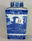Mailings Rington Tea Caddy and Cover decorated in Blue and White Willow Design (Ringtons Tea