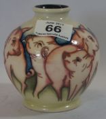 Moorcroft Vase in Fowler's Farmyard Design, decorated with Pigs