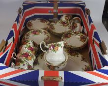 Royal Albert Old Country Roses part Tea Set comprising Cups, Saucers, Sugar, Cream, Side Plates,