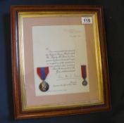 Framed Imperial Service Medal presented to George Samuel Lennon, 8th June 1956, complete with